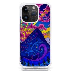 Blue And Purple Mountain Painting Psychedelic Colorful Lines Iphone 14 Pro Tpu Uv Print Case by Bedest