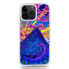 Blue And Purple Mountain Painting Psychedelic Colorful Lines Iphone 14 Pro Max Tpu Uv Print Case by Bedest