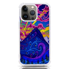 Blue And Purple Mountain Painting Psychedelic Colorful Lines Iphone 13 Pro Tpu Uv Print Case by Bedest