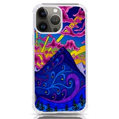 Blue And Purple Mountain Painting Psychedelic Colorful Lines Iphone 13 Pro Max Tpu Uv Print Case by Bedest