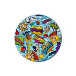 Vintage Tattoos Colorful Seamless Pattern Rubber Round Coaster (4 pack) Front