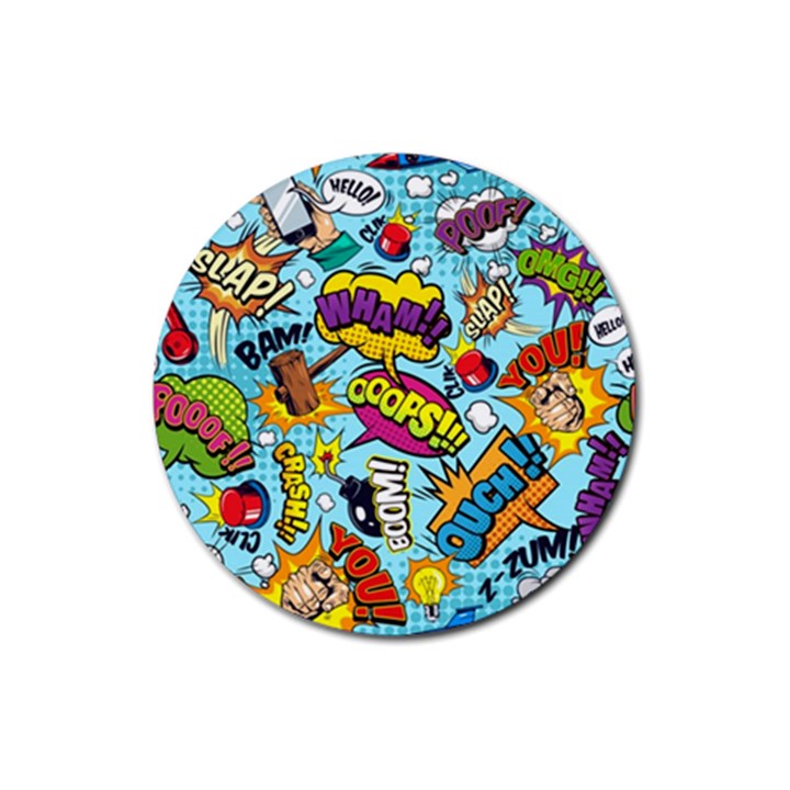 Vintage Tattoos Colorful Seamless Pattern Rubber Round Coaster (4 pack)