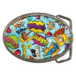 Vintage Art Tattoos Colorful Seamless Pattern Belt Buckles Front