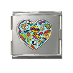 Graffiti Word Seamless Pattern Mega Link Heart Italian Charm (18mm) by Bedest