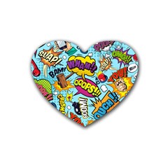 Graffiti Word Seamless Pattern Rubber Heart Coaster (4 Pack) by Bedest