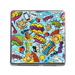 Graffiti Word Seamless Pattern Memory Card Reader (Square 5 Slot) Front