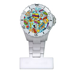 Graffiti Word Seamless Pattern Plastic Nurses Watch