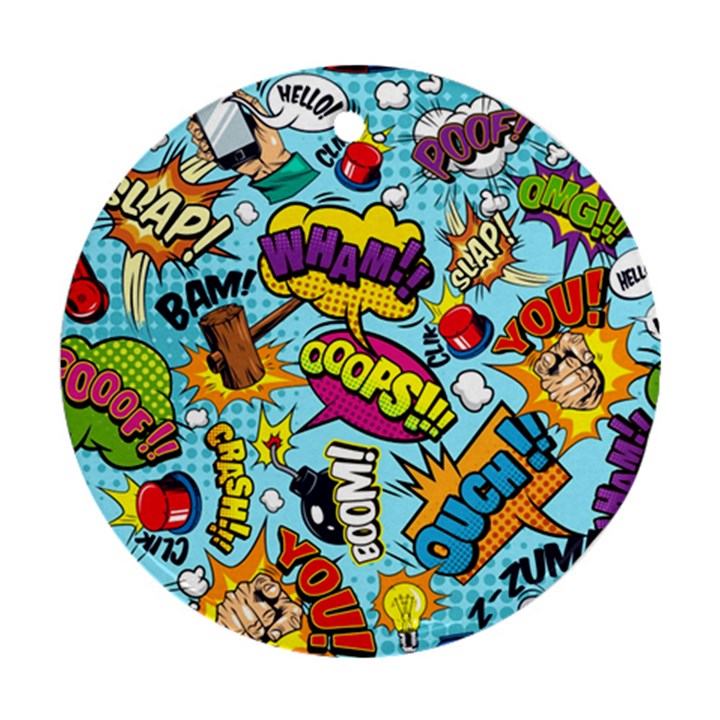 Comic Elements Colorful Seamless Pattern Ornament (Round)