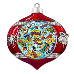 Vintage Art Tattoos Colorful Seamless Pattern Metal Snowflake And Bell Red Ornament