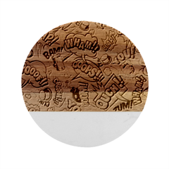 Graffiti Word Seamless Pattern Marble Wood Coaster (round) by Bedest