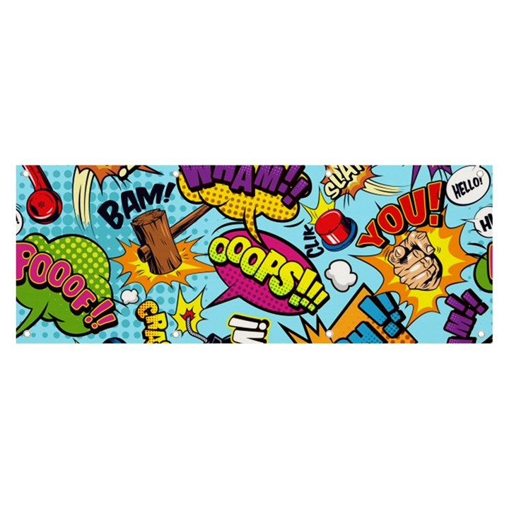 Comic Elements Colorful Seamless Pattern Banner and Sign 8  x 3 