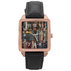 Psychedelic Digital Art Artwork Landscape Colorful Rose Gold Leather Watch  by Bedest