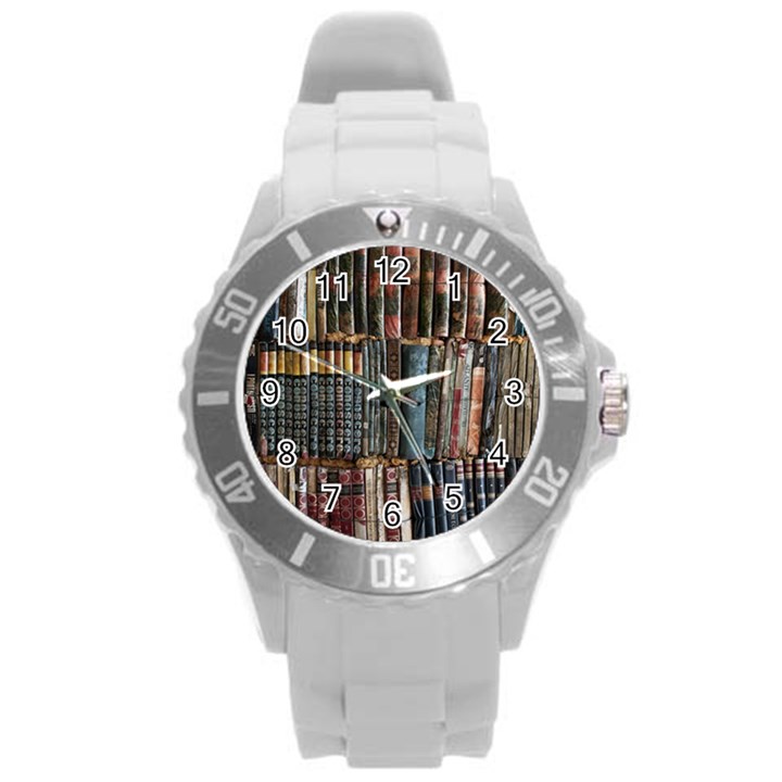 Abstract Colorful Texture Round Plastic Sport Watch (L)