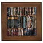 Assorted Title Of Books Piled In The Shelves Assorted Book Lot Inside The Wooden Shelf Framed Tile Front