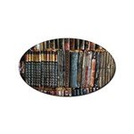 Assorted Title Of Books Piled In The Shelves Assorted Book Lot Inside The Wooden Shelf Sticker Oval (100 pack) Front