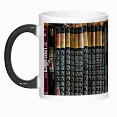 Assorted Title Of Books Piled In The Shelves Assorted Book Lot Inside The Wooden Shelf Morph Mug by Bedest