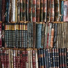 Assorted Title Of Books Piled In The Shelves Assorted Book Lot Inside The Wooden Shelf Play Mat (square) by Bedest