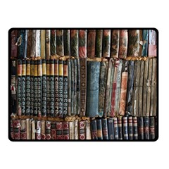 Assorted Title Of Books Piled In The Shelves Assorted Book Lot Inside The Wooden Shelf Two Sides Fleece Blanket (small) by Bedest