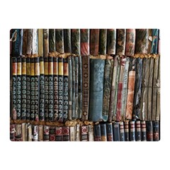 Assorted Title Of Books Piled In The Shelves Assorted Book Lot Inside The Wooden Shelf Two Sides Premium Plush Fleece Blanket (mini) by Bedest