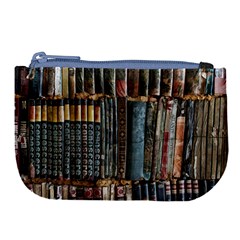 Assorted Title Of Books Piled In The Shelves Assorted Book Lot Inside The Wooden Shelf Large Coin Purse by Bedest