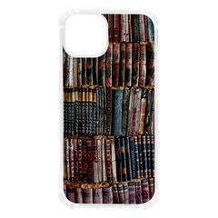 Assorted Title Of Books Piled In The Shelves Assorted Book Lot Inside The Wooden Shelf Iphone 13 Tpu Uv Print Case by Bedest