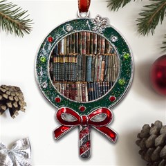 Assorted Title Of Books Piled In The Shelves Assorted Book Lot Inside The Wooden Shelf Metal X mas Lollipop With Crystal Ornament by Bedest