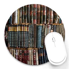 Pile Of Books Photo Of Assorted Book Lot Backyard Antique Store Round Mousepad by Bedest