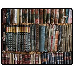 Pile Of Books Photo Of Assorted Book Lot Backyard Antique Store Two Sides Fleece Blanket (medium) by Bedest