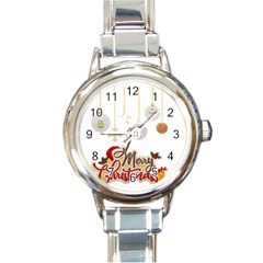 Merry Christmas  Round Italian Charm Watch by bego