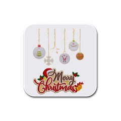 Merry Christmas  Rubber Square Coaster (4 Pack)