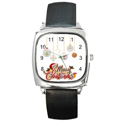 Merry Christmas  Square Metal Watch by bego