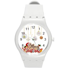 Merry Christmas  Round Plastic Sport Watch (m) by bego