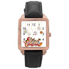 Merry Christmas  Rose Gold Leather Watch  by bego