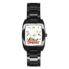 Merry Christmas  Stainless Steel Barrel Watch by bego