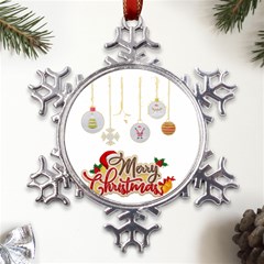 Merry Christmas  Metal Large Snowflake Ornament by bego