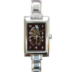 Astronaut Playing Guitar Parody Rectangle Italian Charm Watch by Cemarart