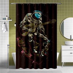 Astronaut Playing Guitar Parody Shower Curtain 48  X 72  (small)  by Cemarart