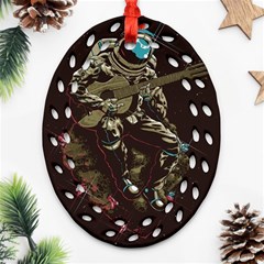 Astronaut Playing Guitar Parody Oval Filigree Ornament (two Sides) by Cemarart