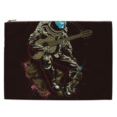 Astronaut Playing Guitar Parody Cosmetic Bag (xxl) by Cemarart