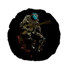 Astronaut Playing Guitar Parody Standard 15  Premium Flano Round Cushions by Cemarart