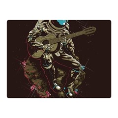 Astronaut Playing Guitar Parody Two Sides Premium Plush Fleece Blanket (mini) by Cemarart