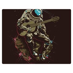 Astronaut Playing Guitar Parody Two Sides Premium Plush Fleece Blanket (medium) by Cemarart