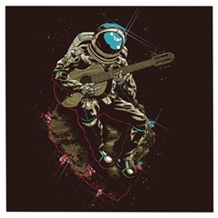 Astronaut Playing Guitar Parody Wooden Puzzle Square by Cemarart