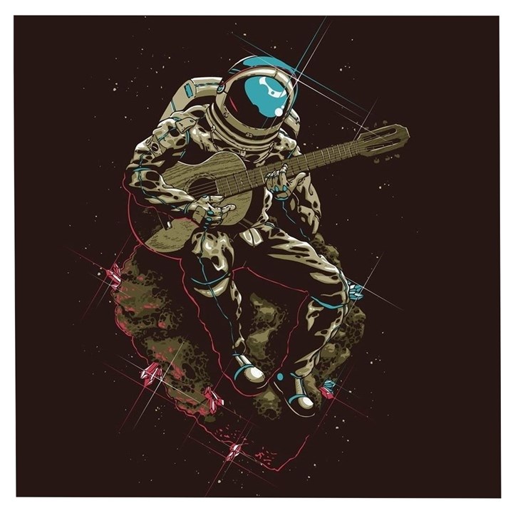 Astronaut Playing Guitar Parody Wooden Puzzle Square