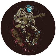 Astronaut Playing Guitar Parody Wooden Puzzle Round by Cemarart