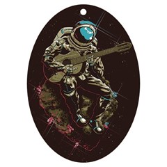 Astronaut Playing Guitar Parody Uv Print Acrylic Ornament Oval by Cemarart