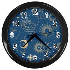 Asian Seamless Galaxy Pattern Wall Clock (black) by Cemarart