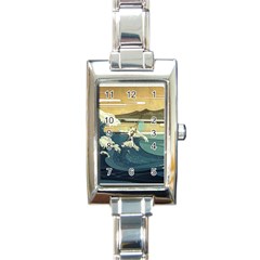 Sea Asia Waves Japanese Art The Great Wave Off Kanagawa Rectangle Italian Charm Watch by Cemarart