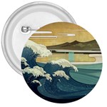 Sea Asia Waves Japanese Art The Great Wave Off Kanagawa 3  Buttons Front