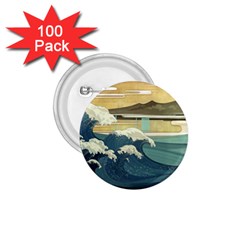 Sea Asia Waves Japanese Art The Great Wave Off Kanagawa 1 75  Buttons (100 Pack)  by Cemarart